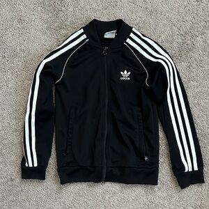 Adidas Kids Black Jacket with White Stripes